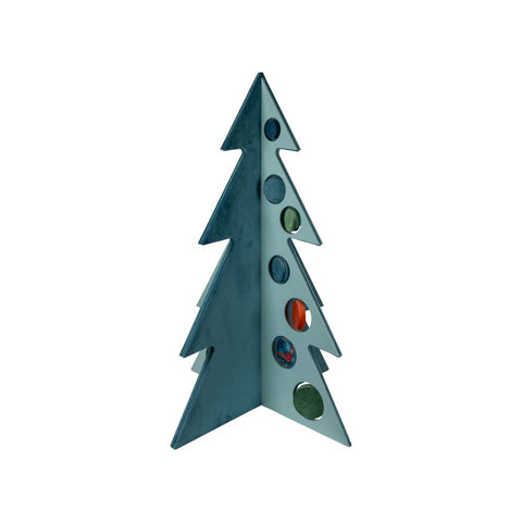 Arbre orné de boules en bois laqué et de velours en papier de sucre, 150 cm