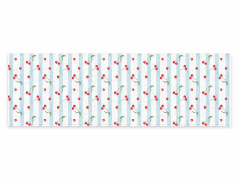 Lina Tovaglie Runner 100% lino fatto a mano effetto vintage a righe con Ciliegie