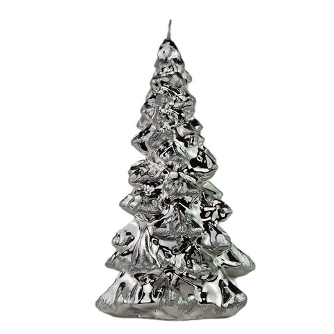 Firenze candele Candela natalizia fatta a mano a forma di albero argento effetto metallico – 240X130mm