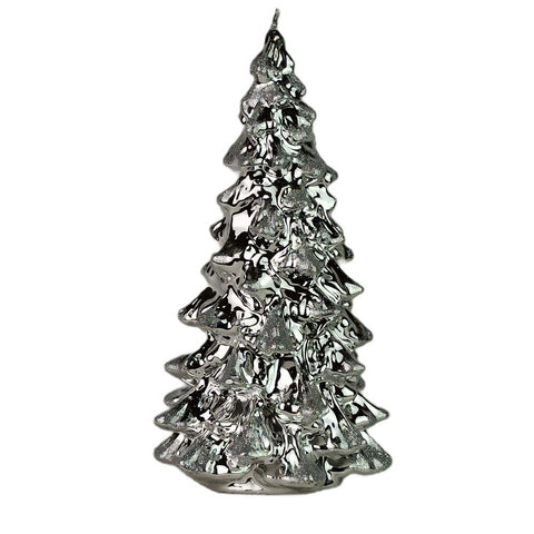 Firenze Candela natalizia a forma di albero argento effetto metallico fatta a mano