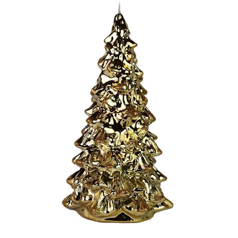 Firenze Candele Candela natalizia a forma di albero oro effetto metallico fatta a mano