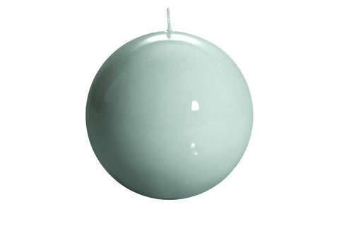 Candela sfera meloria verde acqua laccato con cappelliera - d. 10 cm