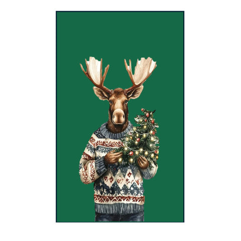 Carreaux verts de Noël à motif d'élans, carreaux Marinette