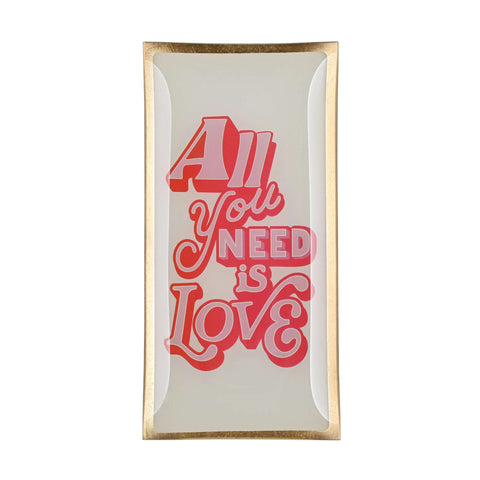 Piattino rettangolare in vetro All you need is love