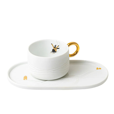 Tazza con piatto in porcellana,22x11x3,6