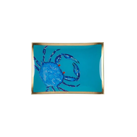 Gift Company Love Plates - Piatto in Vetro M, Côte d’Azur, Granchio, Turchese/Blu