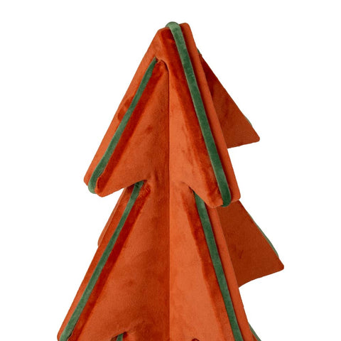 Albero Rivestito In Velluto Arancio, Bordo Verde Chiaro 60 Cm