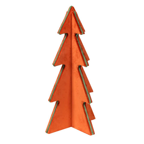 Albero Rivestito In Velluto Arancio, Bordo Verde Chiaro 60 Cm