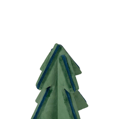 Light Green Velvet Covered Tree with Teal Ribbed Edge, 50cm