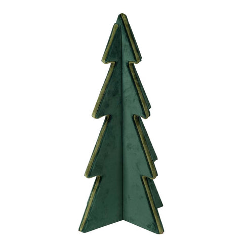 Dark Green Velvet Covered Tree, Light Green Edge 60cm