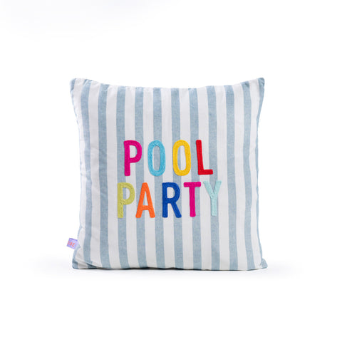 FEDERA CUSCINO QUADRATO CON RICAMO "POOL PARTY"