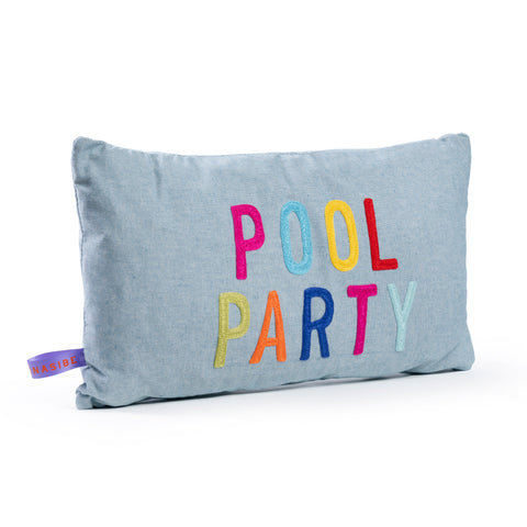 FEDERA CUSCINO RETTANGOLARE CON RICAMO "POOL PARTY"