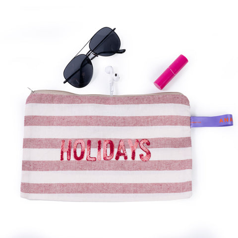 POCHETTE CON RICAMO "HOLIDAYS"