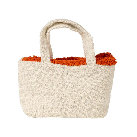 Borsa Bouclé Bianca Con Ricamo Albero (35x20)
