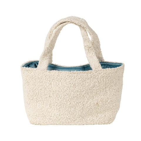 Borsa Bouclé Bianca Con Ricamo Palline (35x20)