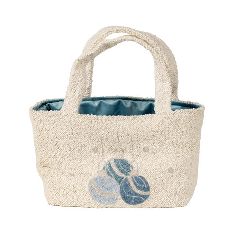 Borsa Bouclé Bianca Con Ricamo Palline (35x20)