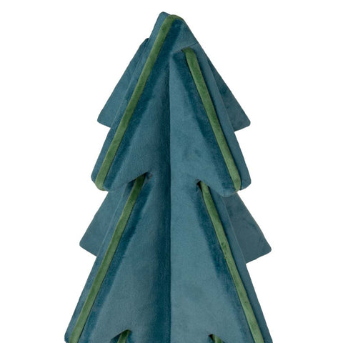 Sapin recouvert de velours turquoise avec bordure vert clair, 60 cm