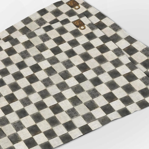 Tovaglia 100% lino fatta a mano motivo a scacchi 142x250 cm