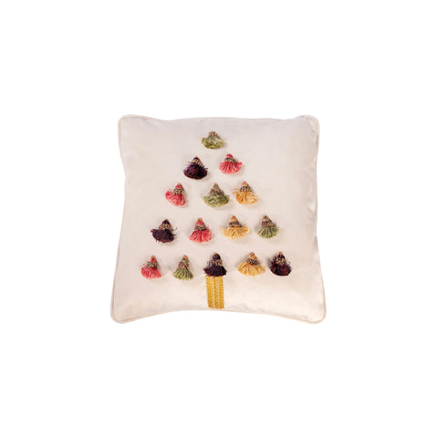 Coussin avec Garniture à Pompons