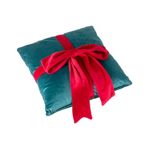 Christmas Velvet Cushion with Bow – 45x45 cm
