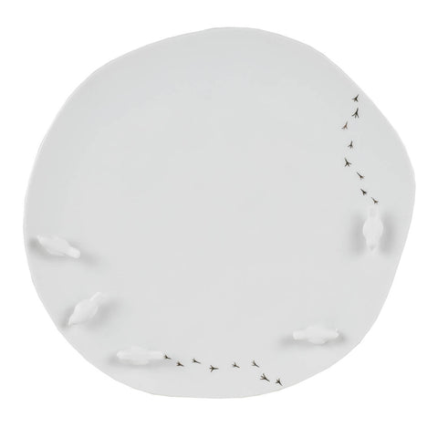 Assiette en porcelaine Räder avec oiseaux dorés en 3D