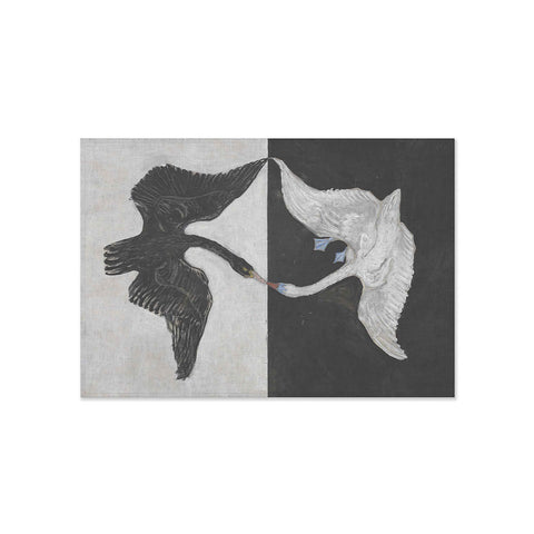 Tovaglietta in lino 100% fatta a mano con motivo bohémien Cigno di Hilma af Klint