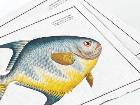 Tovaglietta 100% lino fatta a mano con decoro pesce colorato