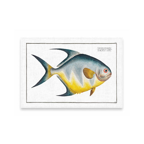 Tovaglietta 100% lino fatta a mano con decoro pesce colorato