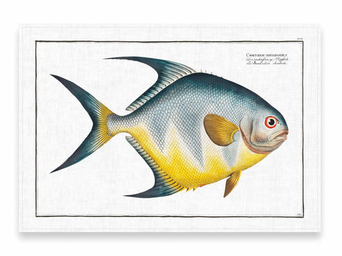Lina Tovaglie Tovaglietta 100% lino fatta a mano con decoro pesce colorato