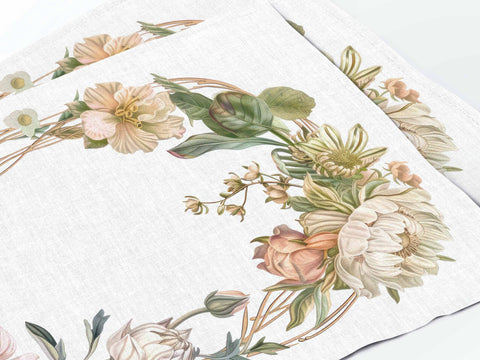 Tovaglietta 100%lino fatta a mano Wedding Frame Flowers