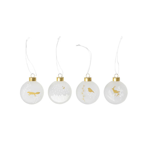 Set da 4 Medaglioni Natalizi in Vetro "Volpe" "City" "Pettirosso" "Renna" Räder