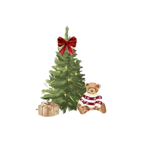 Plaid Natale Albero con Orsetto Marinette 145x185 cm