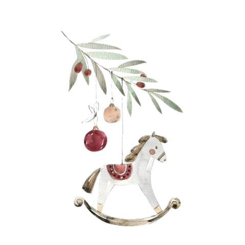 Plaid Natale Cavallo a Dondolo Marinette 145x185 cm