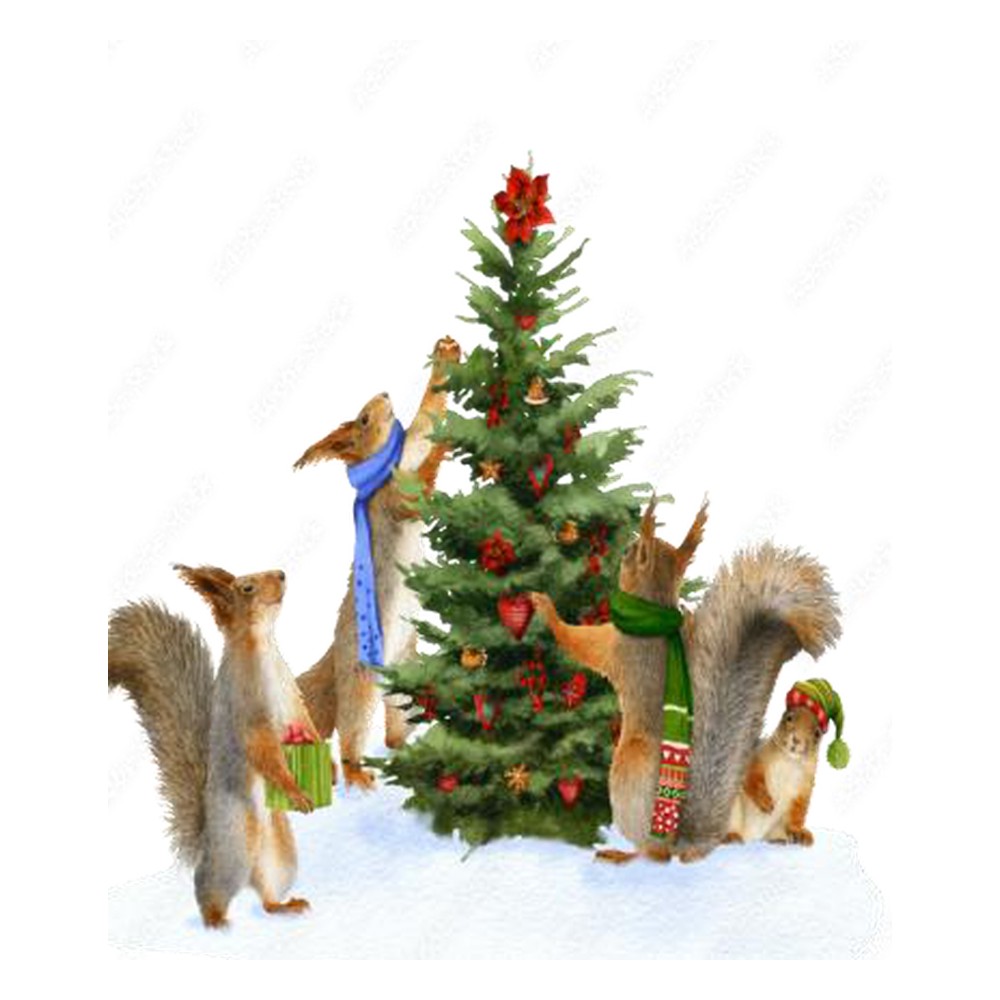 Plaid Natale Scoiattoli e Albero Marinette 145x185 cm