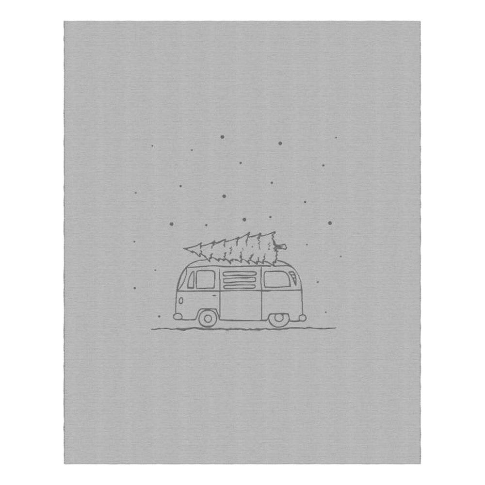 Plaid Natale Stilizzato Furgoncino Grigio Marinette 145x185 cm