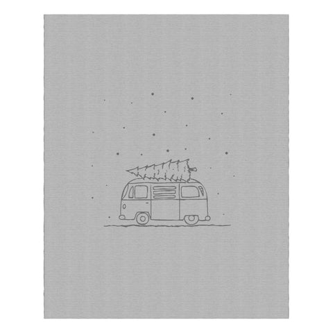 Plaid Natale Stilizzato Furgoncino Grigio Marinette 145x185 cm