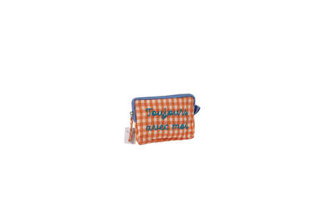 Pochette Matilde a quadretti arancio Marinette 15x10x2 cm – Toujours Avec Moi