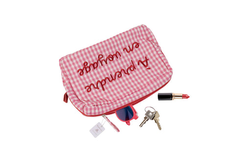 Pochette Greta a quadretti blu Marinette 30x20x6 cm – À Prendre en Voyage