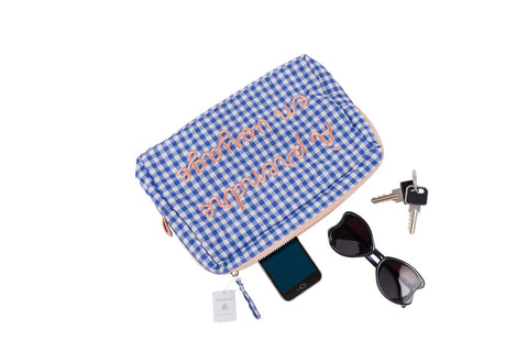 Pochette Greta a quadretti blu Marinette 30x20x6 cm – À Prendre en Voyage