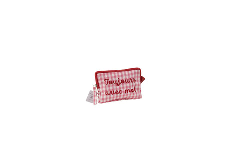 Pochette Matilde a quadretti rosa Marinette 15x10x2 cm – Toujours Avec Moi