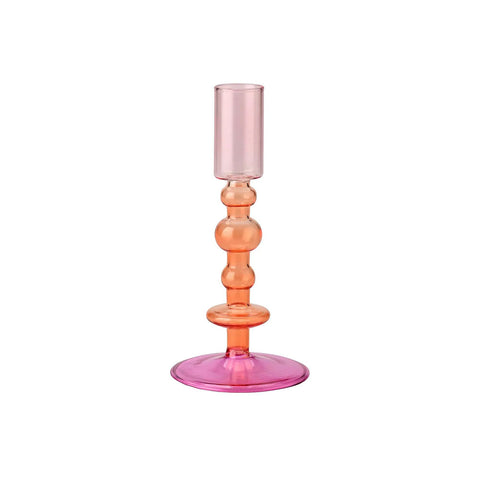 Portacandela in vetro arancio e rosa
