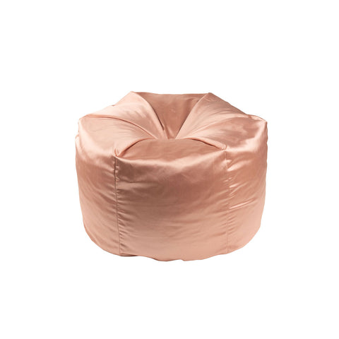 Pouf a Sacco in Raso Color Pesca con Bottone Centrale – Piccolo (60×60×H40 cm)