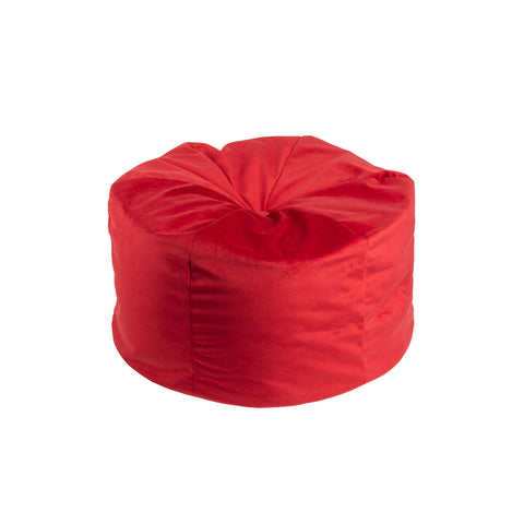 Pouf a Sacco in Velluto Rosso con Bottone Centrale – Piccolo (60×60×H40 cm)