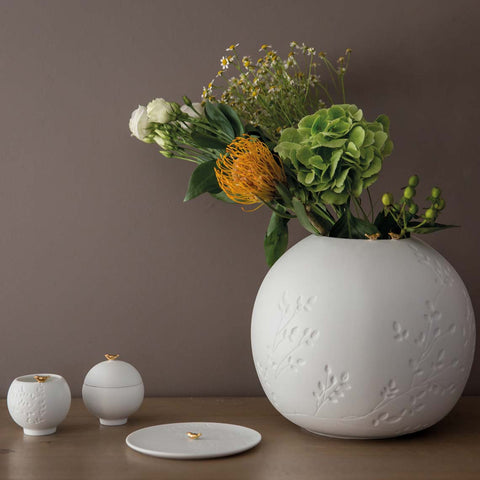 Piatto in Porcellana Bianco con Uccellino Dorato Räder