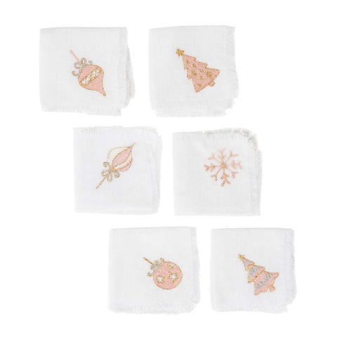 Set Tovagliolini In Cotone Con Figure Ricamate