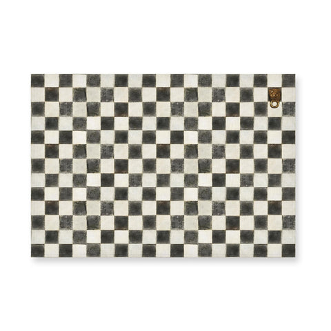 Tovaglia 100% lino fatta a mano motivo a scacchi 142x250 cm