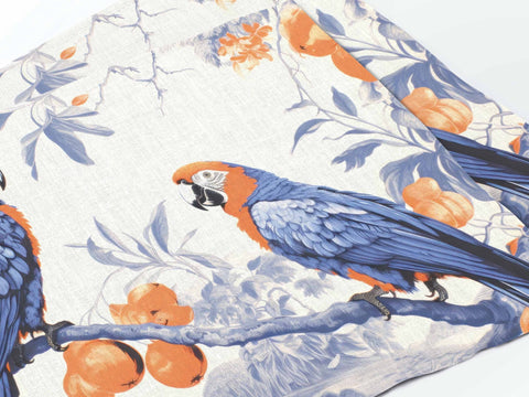 Tovaglietta 100% lino fatta a mano con decoro Pappagalli blu