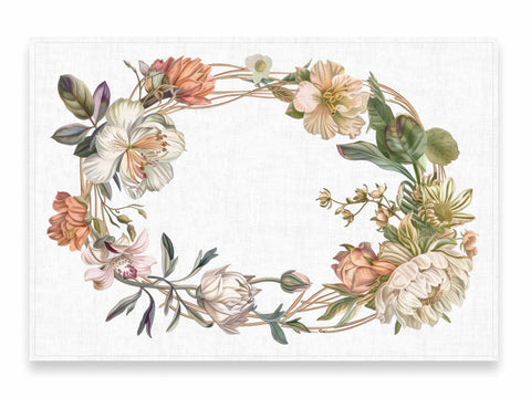 Lina Tovaglie Tovaglia 100% lino fatta a mano motivo ghirlanda nuziale 142x250 cm