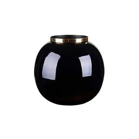 Vaso Decorativo Moderno Rotondo SAIGON Nero e Oro Ø 25 cm – Gift Company